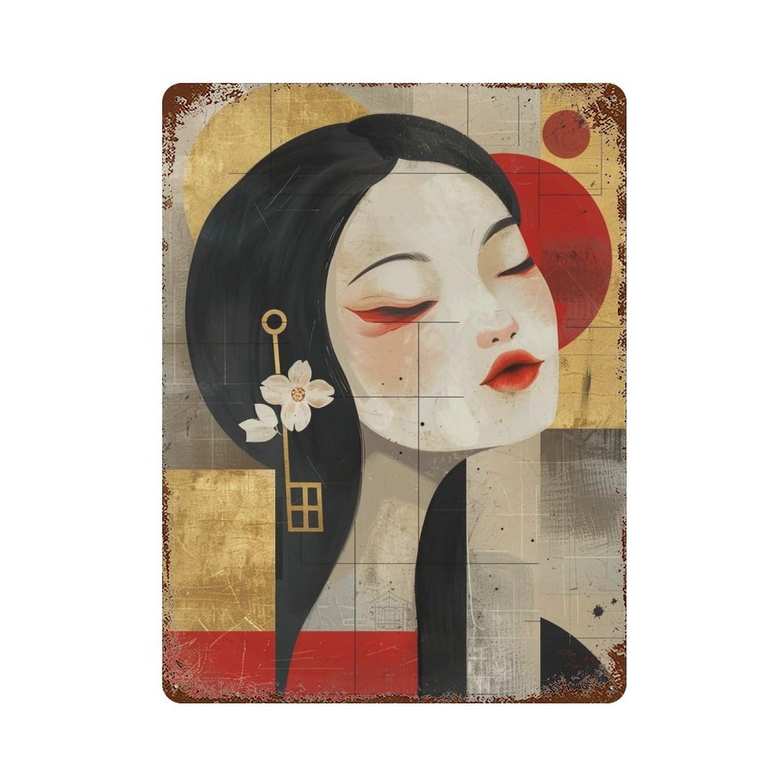 HDURYEYRYY Oriental Geometry 01 Wall Retro Iron Vintage Art Metal Tin Sign Poster Modern Home Cofffee Club Art Bar Shop Decor Style 40x30cm