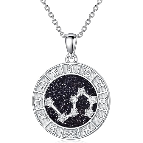 12 Zodiac Sign Necklace 925 Sterling Silver Constellations Pendant Necklace Jewelry Gifts for Women Men Friend Christmas Birthday,18+2 inch