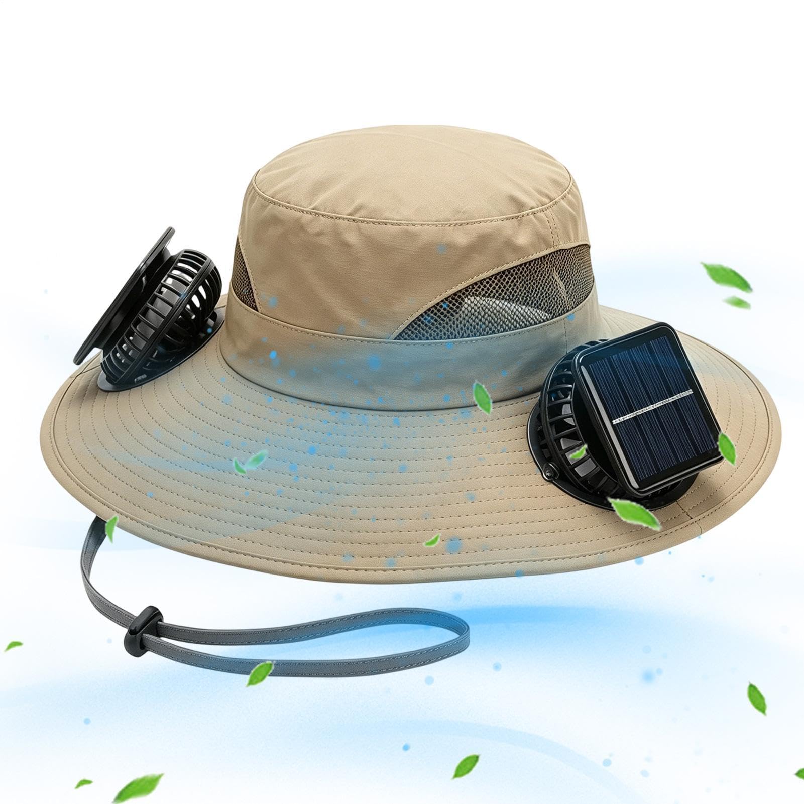 Kapelusz wentylatora solarnego – szerokie rondo, chłodzący, 3-trybowy, outdoorowy, kempingowy, wiadro, kapelusz przeciwsłoneczny, dla mężczyzn, taty, męża, wędkarza, na zewnątrz, kemping, wędrówki