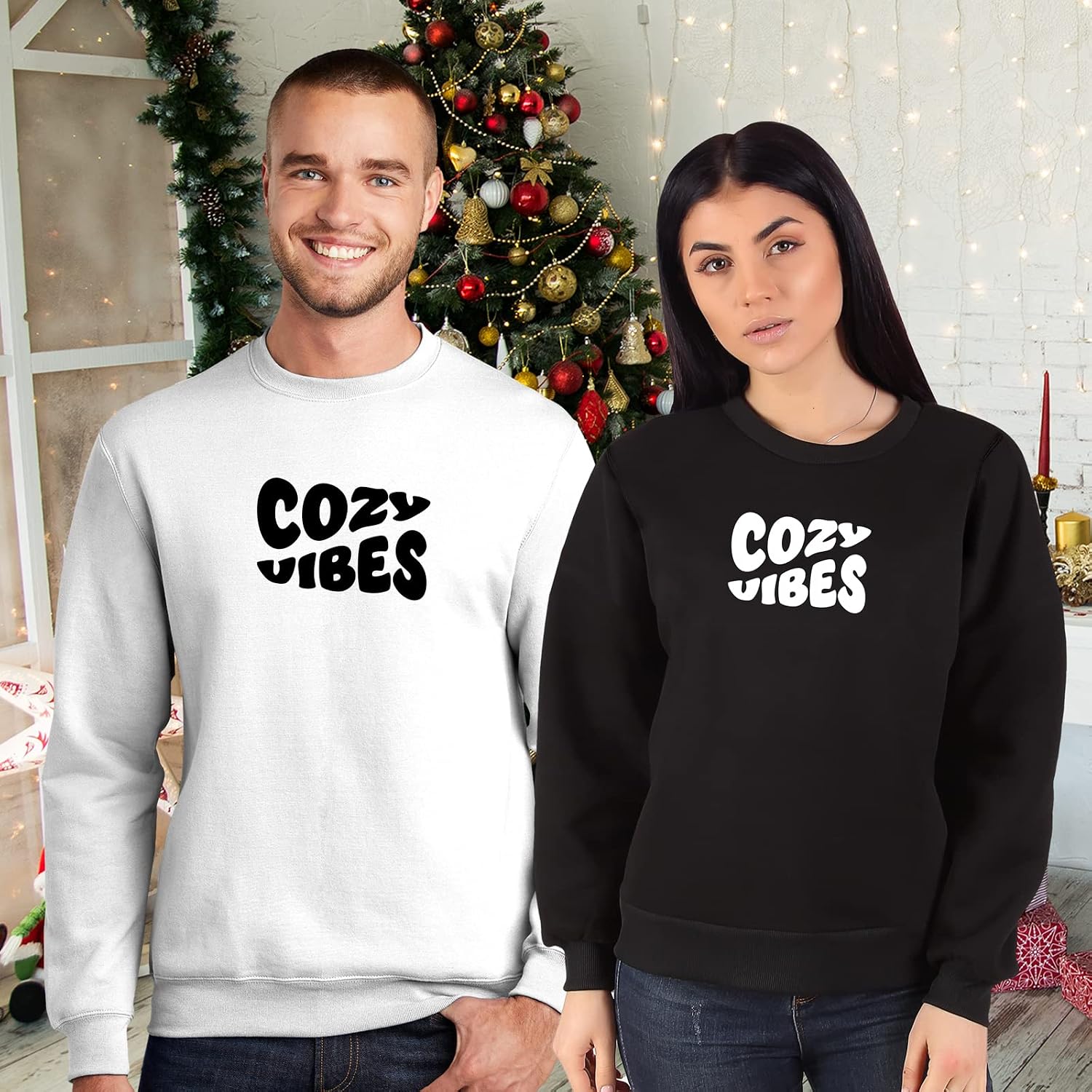 GotPrint Unisex Winter Sweatshirts, Cozy Vibes Sweater for Women, Men, Long Sleeve Casual Design Sweater, Crewneck Sweatshirt