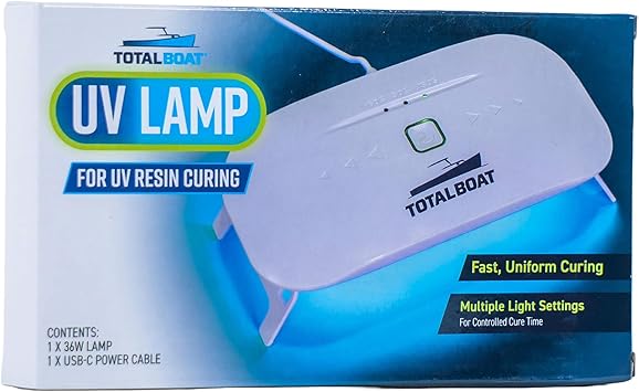 TotalBoat UV Light for Resin Curing | 36W Large UV Resin Lamp with Timer Settings 60s, 90s, 150s and 24 LEDs for Fast, Even Cures | Use for Jewelry, Crafts, Molds, Decor, and DIY Projects