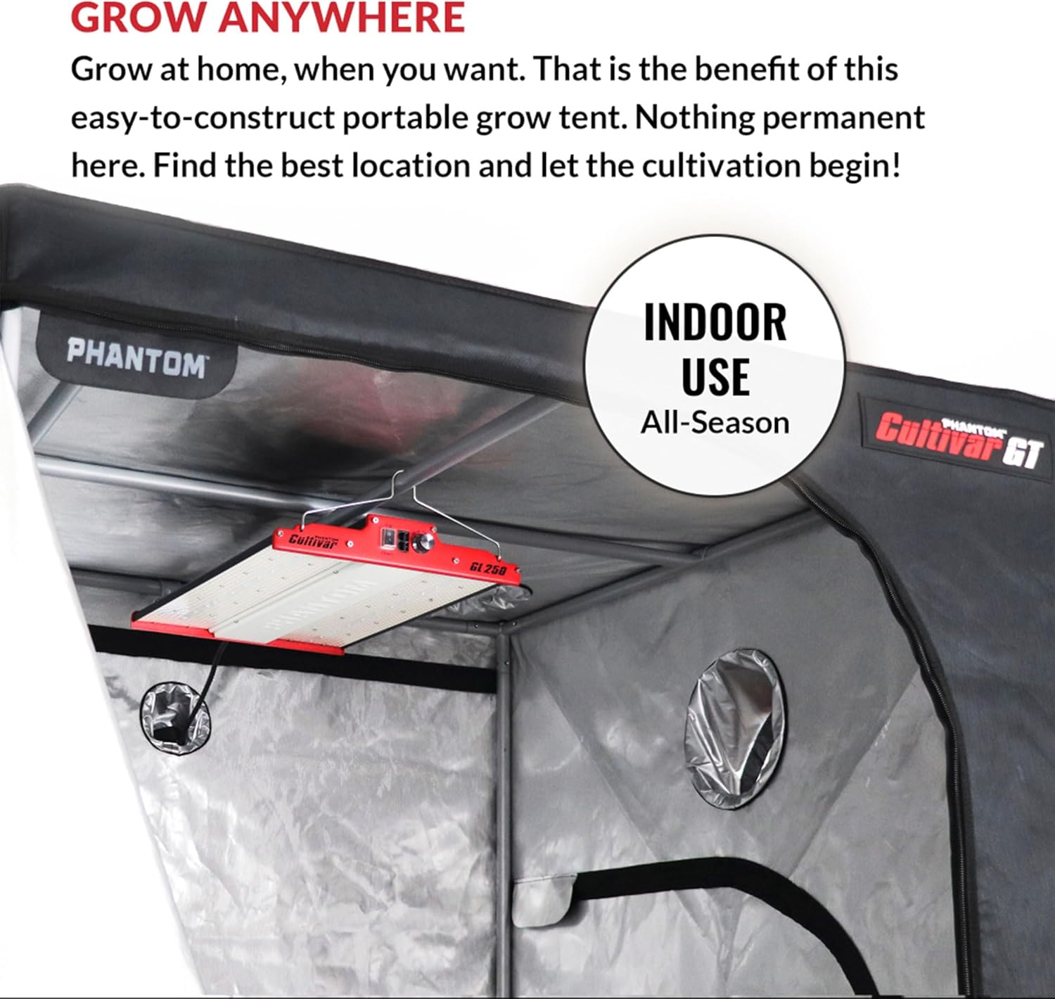 GT84 Premium Grow Tent, 96”x48”x80”, Steel Corners, 200 lb Weight Capacity, 22 mm Poles, High Reflectivity Diamond Mylar, Genuine SBS Zippers, 4x8 for Indoor Growing Hydroponics