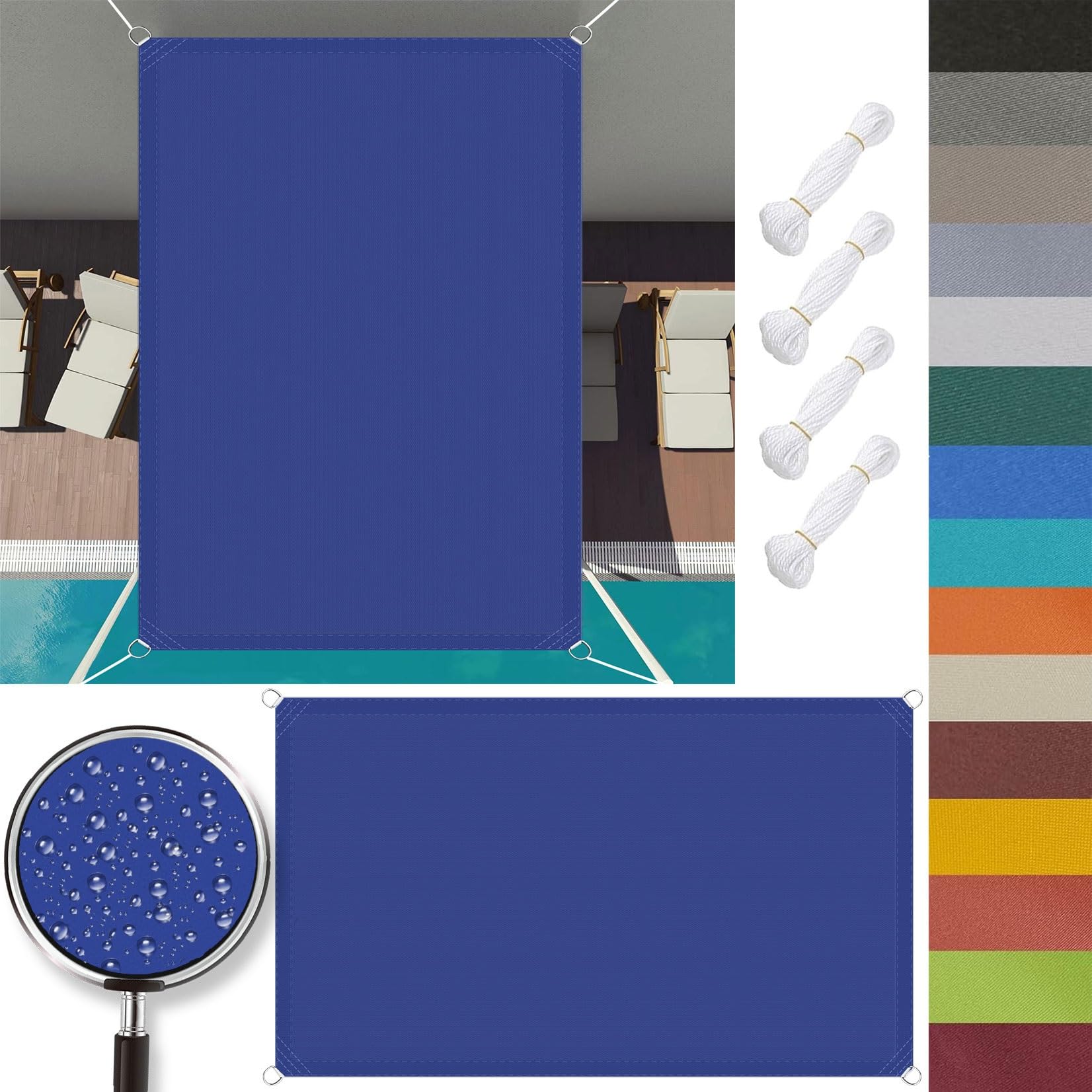 Voile d'ombrage imperméable 2x10m en tissu premium bleu foncé haute densité
