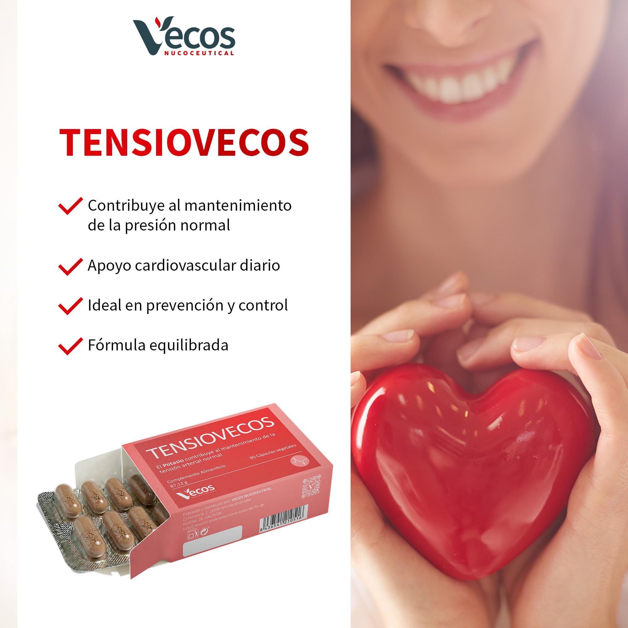 Ajo Fresco y Coenzima Q10 para Cuidar tu Salud Cardiovascular - Tensiovecos - 90 Cápsulas - Contribuye al Mantenimiento de la Tensión Arterial Normal - Propiedades Antioxidantes