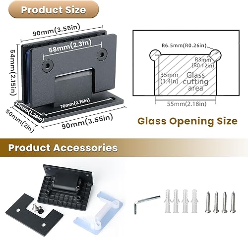 Miniatura 42 de Alise Bisagras de puerta de ducha de vidrio, Bisagras de puerta de ducha de 180 grados para puertas de vidrio,Bisagras de gabinete de acero Cromo