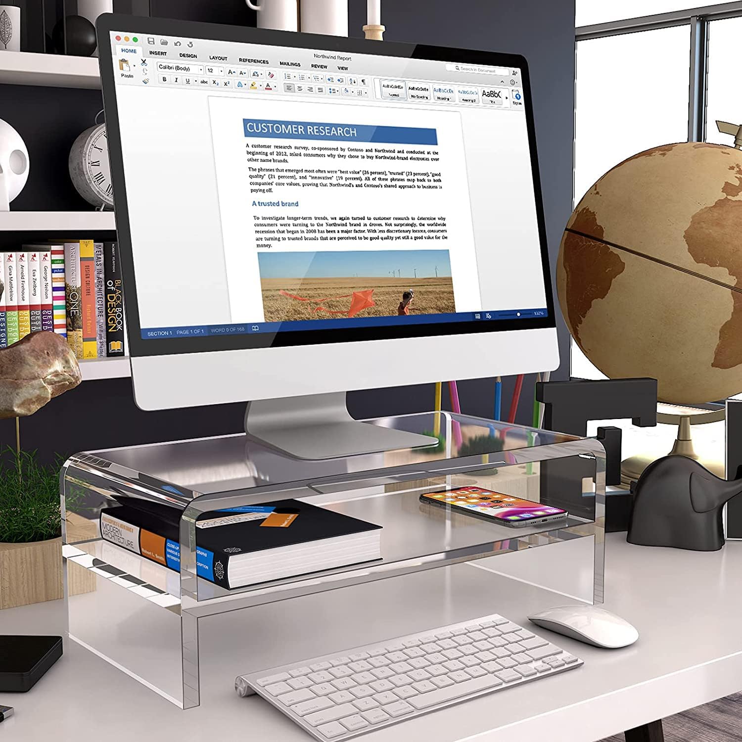 One-Day Sale: Up to 60% Off Egchi Clear Acrylic Monitor Stand Riser 2 Tier, 5.5 Inches High Clear Monitor Stand/Computer Desk Organizer Shelf for Multi Media Computer PC Storage Laptop