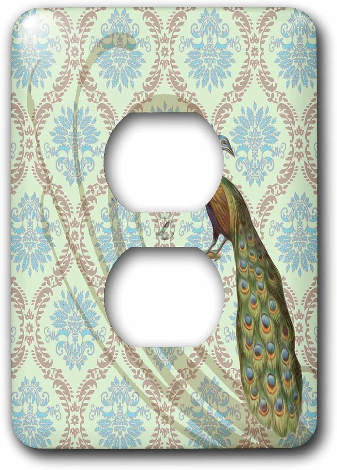 3dRose lsp_104630_6 Vintage Elegant Victorian Peafowl Peacock Damask 2 Plug Outlet Cover
