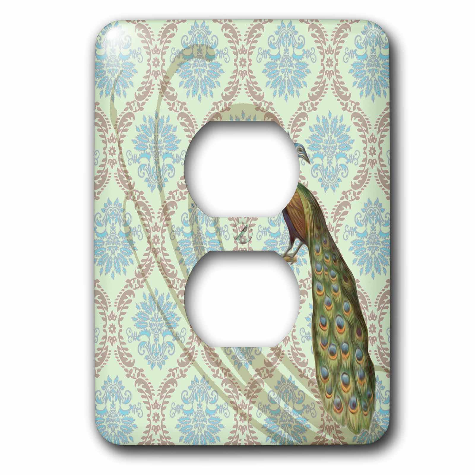 Cache-prise victorien paon damassé 3dRose lsp_104630_6 pour salon et chambre chic