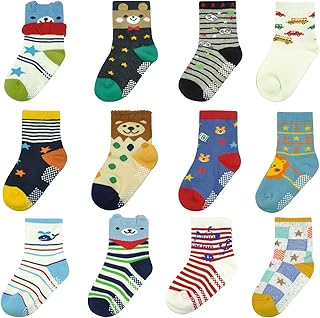 HYCLES Baby,Clothing,Baby Boys 0-24m,Socks & Tights,Socks HYCLES Toddler Grip Socks - 12 Pairs Baby Boy Infant Kid Children Anti-slip Socks for 0-7 Years Girl Non Skid Socks