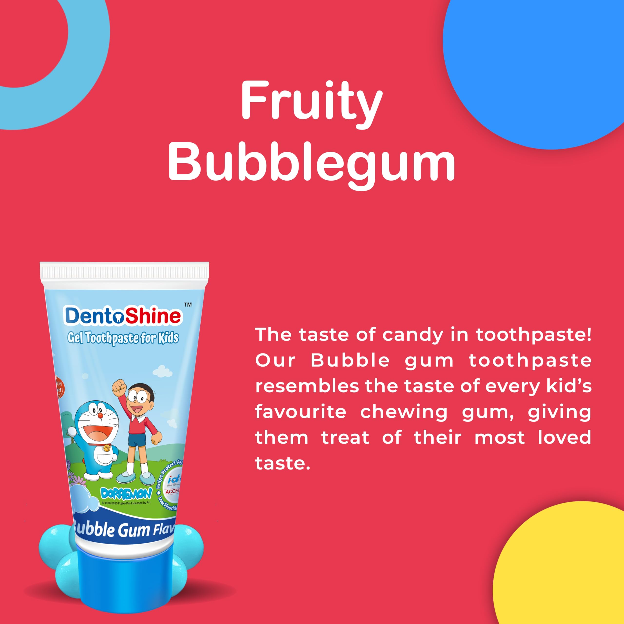 DentoShine Gel Toothpaste for Kids | Pack of 3 Flavors (Strawberry, Bubblegum & Raspberry, 80g each) | IDA Accepted | Ages 2+ 1