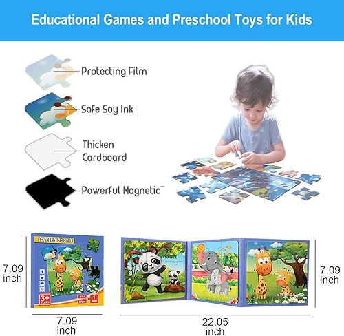 Miniatura 4 de HouzeFun Rompecabezas de juguetes para niños y niñas de 3 a 5 años, rompecabezas de imanes para niños, regalos ideales para niños pequeños,