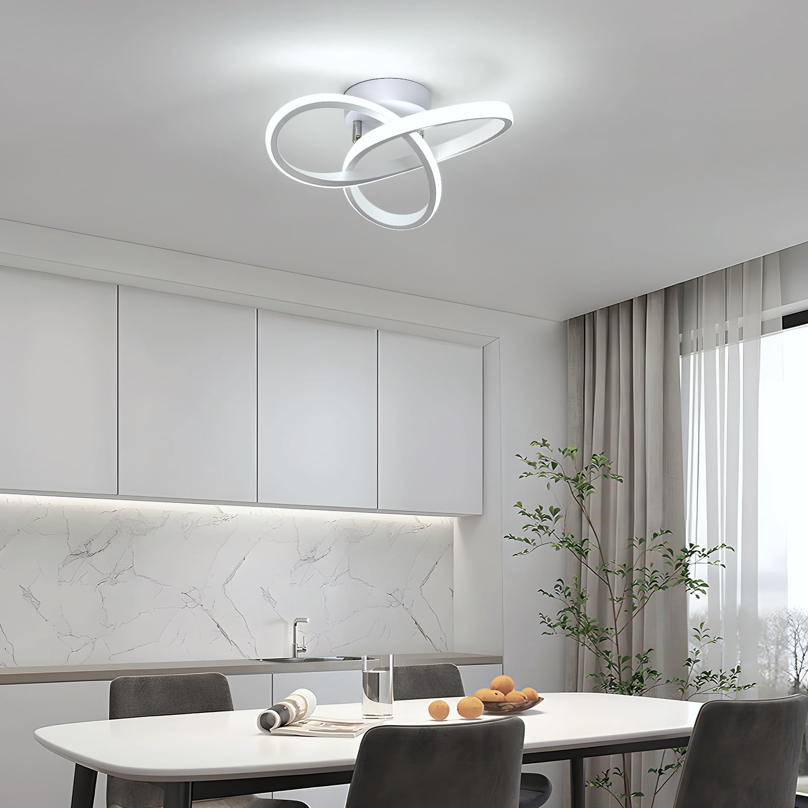 Osairous Plafoniera LED Soffitto Moderna, 22W 2500LM Lampada da Soffitto Design Forma di Fiore, Lampadario LED Bianco Soggiorno per Camera da Letto Cucina Corridoio, Bianco Freddo 6500K, 25CM
