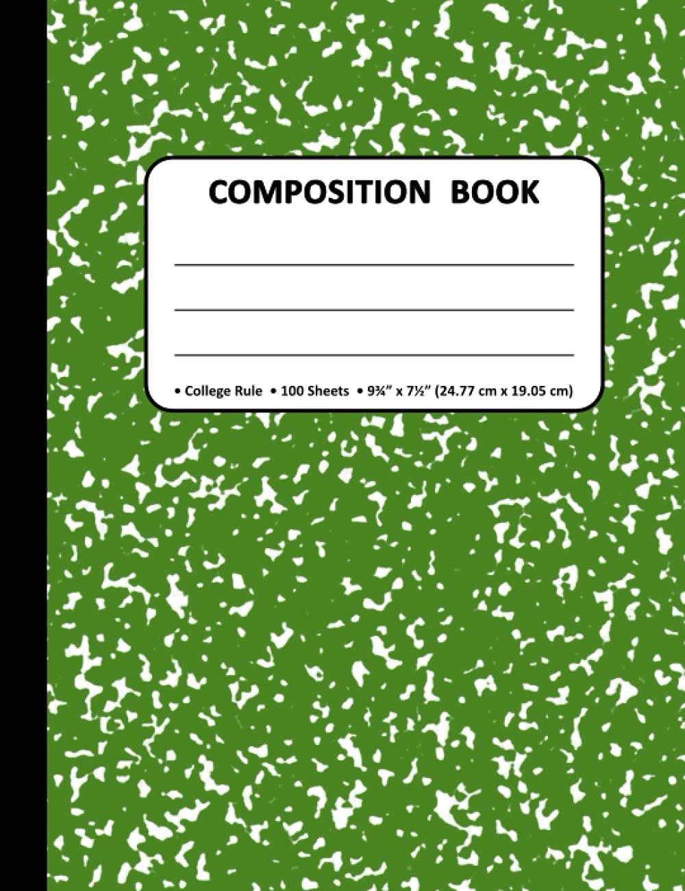Composition Book: College Ruled Composition Notebooks, 9 ¾” x 7 ½” 90gsm Paper, 100 sheets /200 Pages - Green Marble Cover