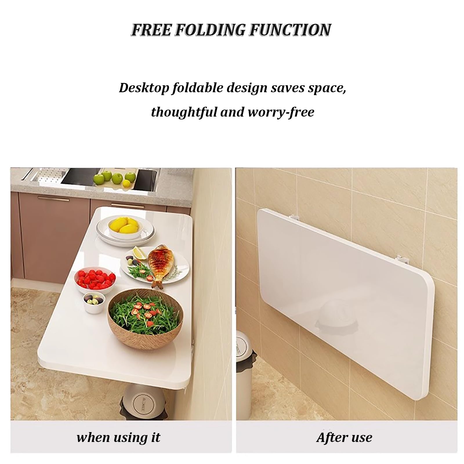 Tavolo da muro pieghevole,tavolo a scomparsa da muro,tavolo da lavoro pieghevole,tavolo pieghevole a ribalta da parete,con un'elevata capacità di carico e sono. ( Color : White , Size : 90*30cm/35.4*1