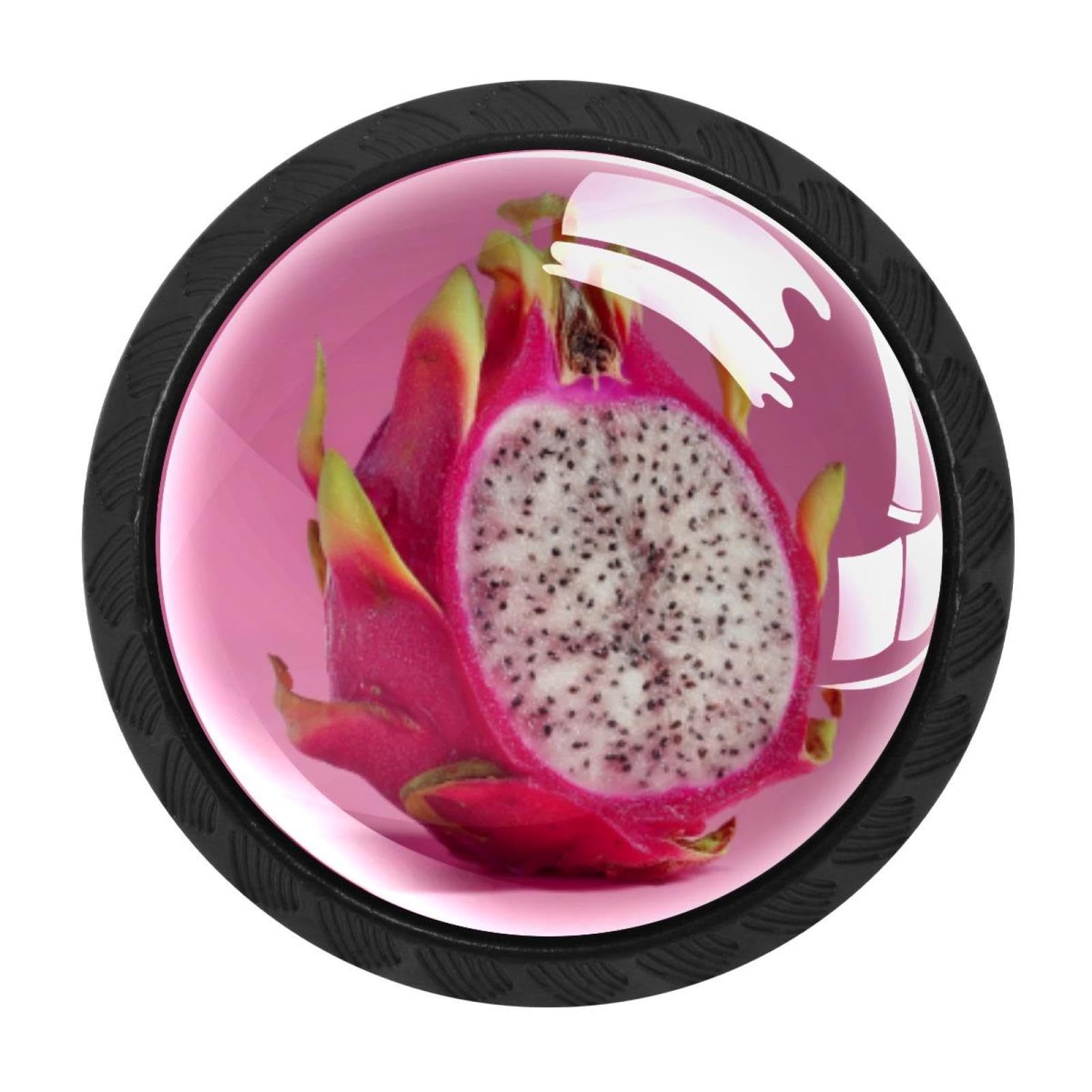 CHENZZZZ 4 Pieces Round Cabinet Knobs Rustic Dresser Knobs, Drawer Cupboard Wardrobe Cabinet Pulls Handles Hardware for Home Kitchen Furniture, Dragon Fruit Summer