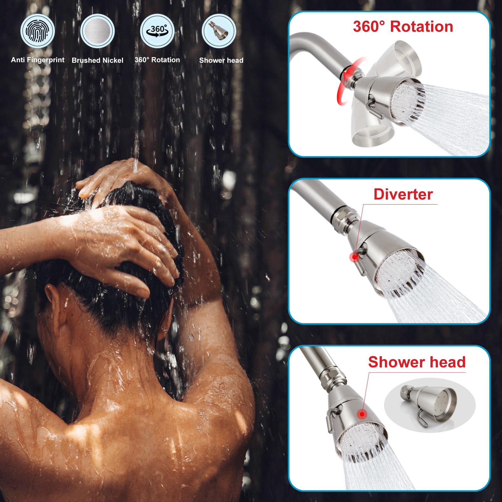 Grifo Bañera Montado En La Pared Bronce Aceitado Bau00f1o Lluvia