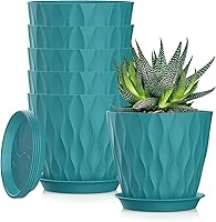 Vista 11 de Macetas SQKH de 4 pulgadas, juego de 6 macetas de interior, macetas con agujeros de drenaje y bandejas para orquídeas, violetas, suculentas, hierbas