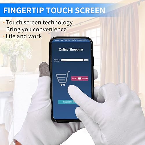 Miniatura 5 de Sibba 2 pares de guantes hidratantes y calcetines para pantalla táctil, guantes hidratantes para dormir durante la noche, curar eccema, loción para