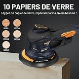 MAXXT Ponceuse Excentrique,350W 6 vitesses variables Ponceuse orbitale 10000RPM,Papier de Verre 10PCS, idéal pour le Ponçage des Produits en Bois et plus encore - 5
