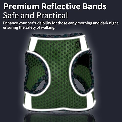 Miniatura 3 de Juego de arnés y correa suave de verano para perro, malla de diamante ultra fina y transpirable, arnés ajustable para perro con chaleco acolchado