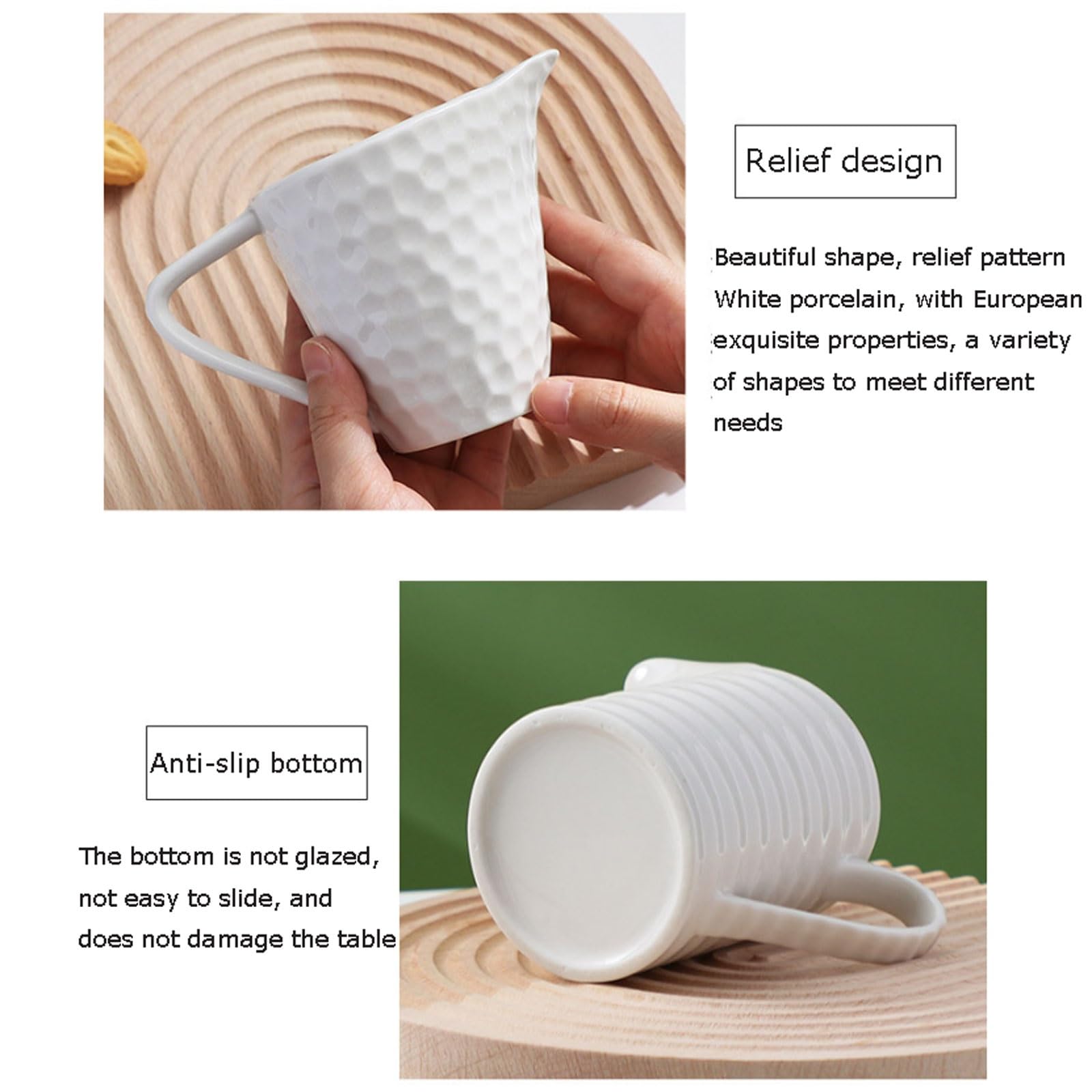 MRKU Pot à Lait, saucière, Tasse à Eau, pichet, crémier, Distributeur de café, sucrier, récipient en céramique à décor en Relief, 220 ML et 280 ML, Style européen
