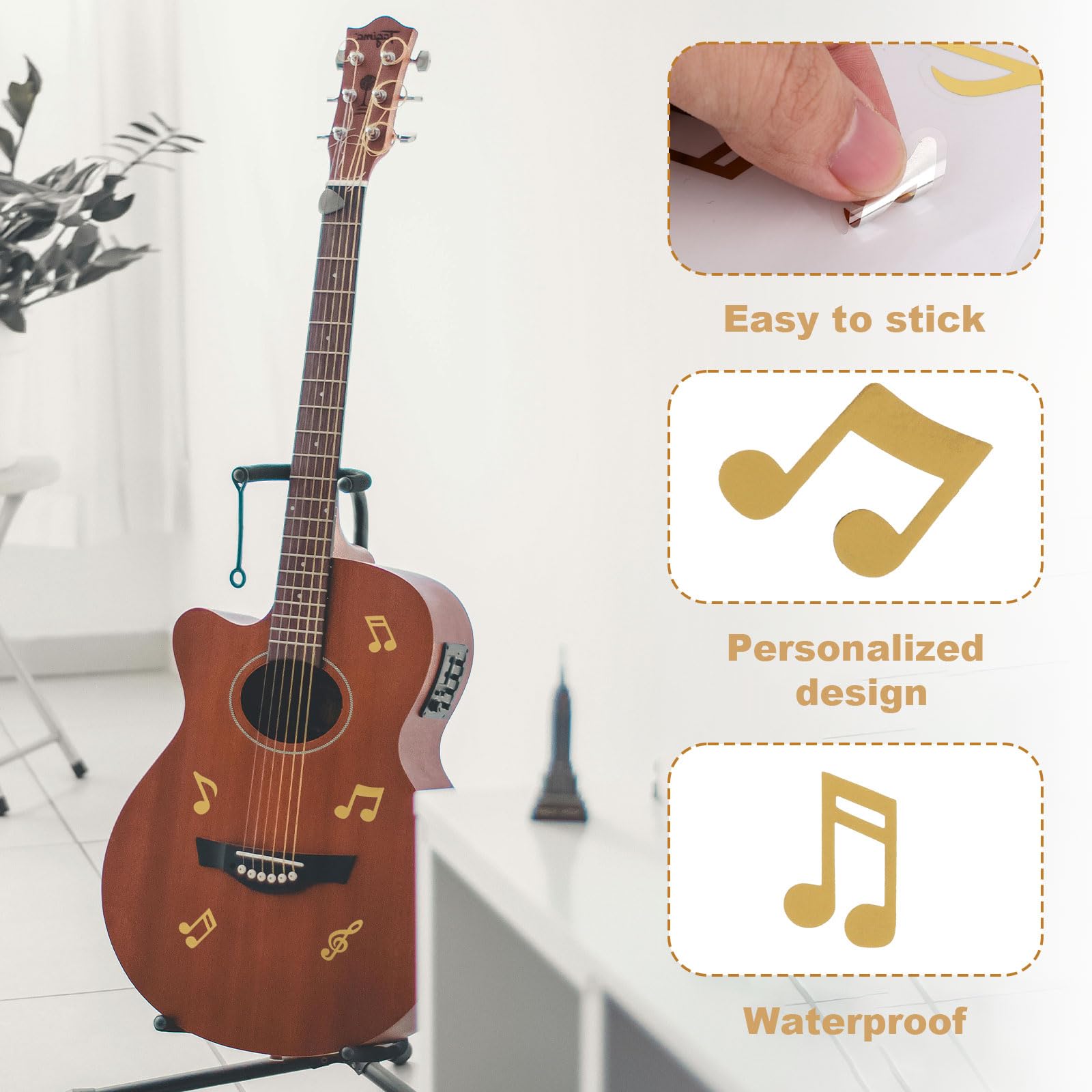 672 Adesivi Note Musicali Nero - 4 Design Impermeabili Per Decorare Buste, Quaderni, Regali - Foto 3