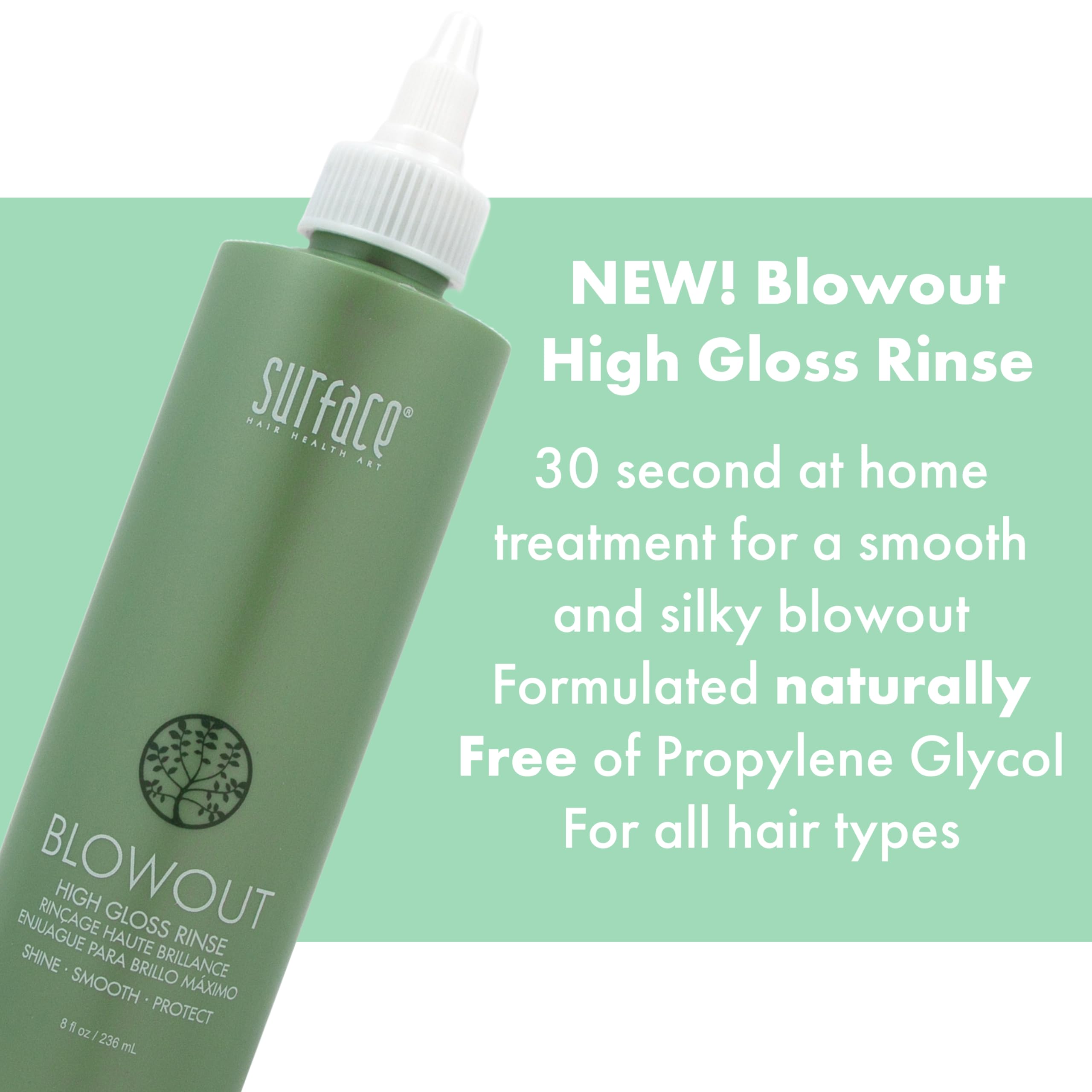 SURFACE Hair Blowout High Gloss Rinse– Organic Ingredients for Women and Men, Heat-Resistant with Babassu Oil for Longer Lasting Blowouts - 8 fl oz