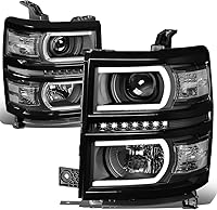 Vista 1 de DNA MOTORING HL-LB-CS15-BK-CL1 Par de faros LED DRL+ U Tube Bar Proyector Compatible con Silverado 1500 14-15, Negro/Transparente