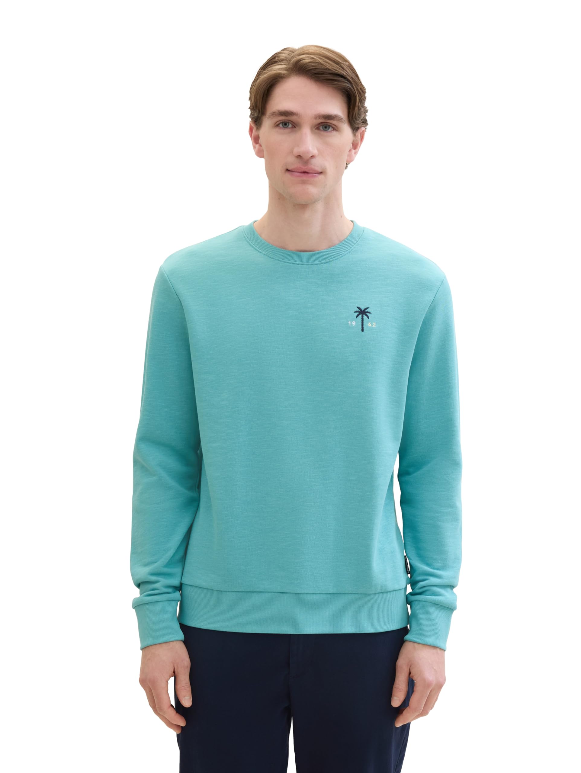 TOM TAILOR Men's Basic Sweatshirt with Structure, 35272 - Meadow Teal, XL