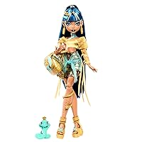 Monster High - Cleo de Nile, bambola con camicetta dorata e gonna a strati