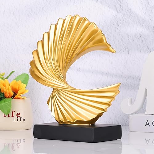 Miniatura 4 de Escultura de ola dorada, decoración moderna de olas del océano para decoración del hogar, decoración del hogar, decoración de estantes, decoración