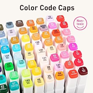 WELLOKB Alcohol Markers Set, 80 Colors Dual Tip Art Markers with Broad and Fine Tips for Adult Coloring Books, Drawing, Illustration, Sketching, No Bleed Ink Supplies