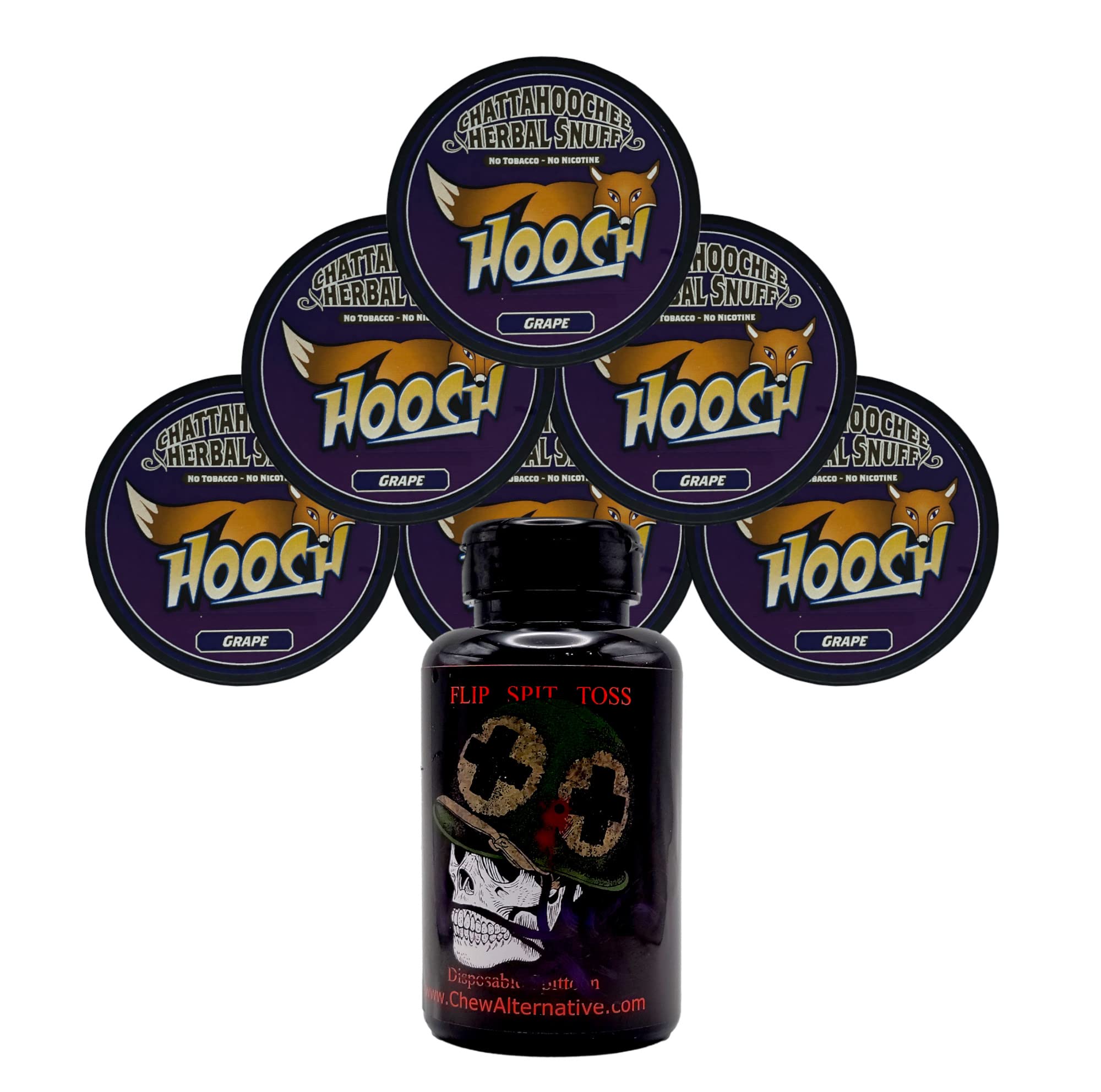 DC Crafts NationMud Bud Spittoon with 6 Cans Hooch Herbal Snuff Grape Pouch Packs - Skull Medic