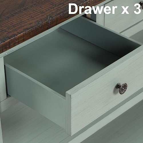 Miniatura 4 de Mesa consola de entrada de madera de granja de 48 pulgadas, moderna mesa de entrada para sofá con cajones y estantes de almacenamiento para entrada