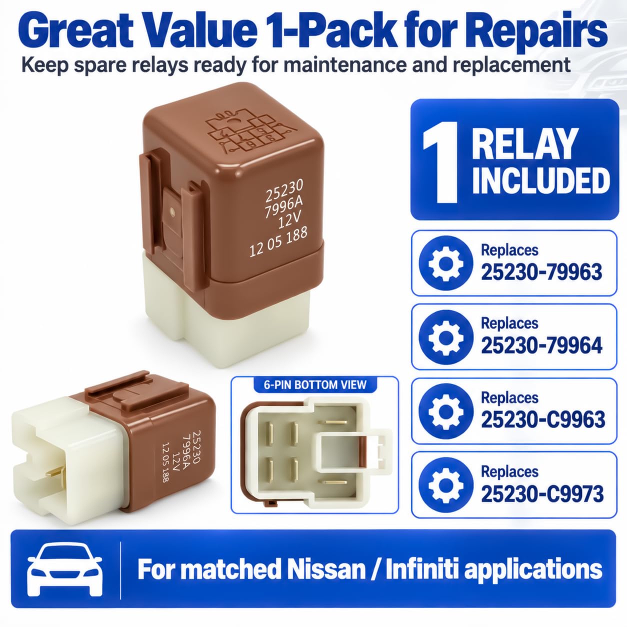 Amazon.co.jp: リレー25230-7996A、6ピン12Vリレー交換用 25230-7996A