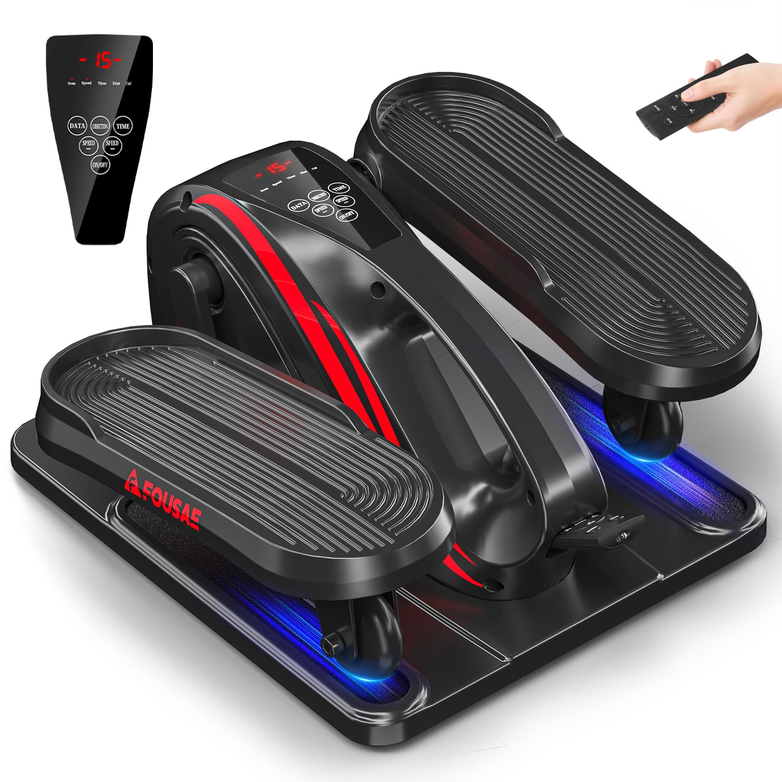 Under Desk Elliptical Machine, Electric Elliptical Leg Exerciser While Sitting for Seniors with Upgraded 15 Speeds & 12 Auto Mode, Forward & Reverse Direction, Quiet Portable Seated Pedal Exerciser