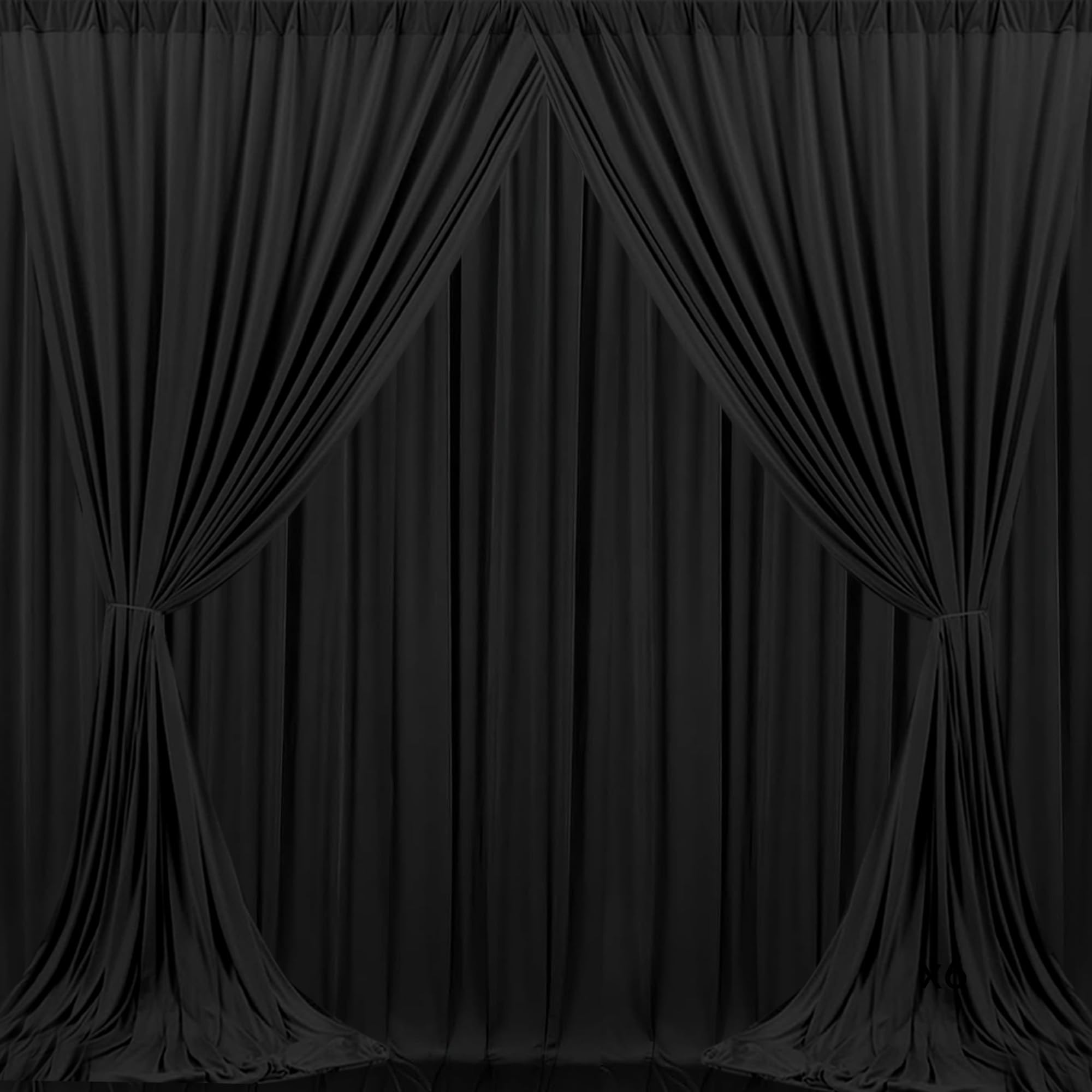 MEETSKY 6 Panels Black Backdrop Curtain for Party Wedding Ceremony 30ftx 10ft Photo Curtains Backdrop Drapes Fabric Backdrop Curtain Rod Pocket Decoration Birthday Party for Boys Men, 5ft x 10ft x 6P