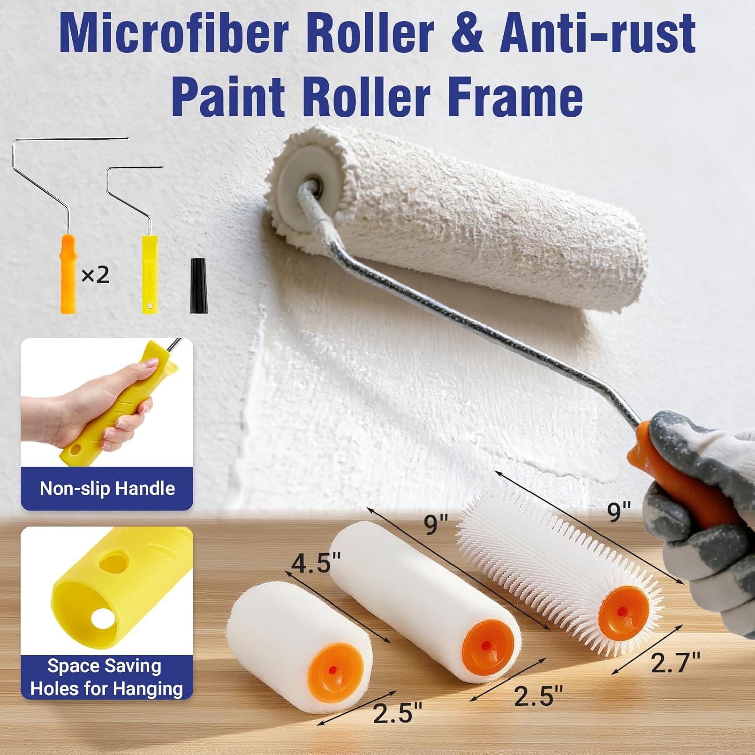 Self Leveling Concrete Tools, Spiked Roller for Self Leveling with Adjustable 5.1ft Pole, Garage Floor Epoxy Kit with Cement Leveling Rake, Spike Shoes for Epoxy Flooring