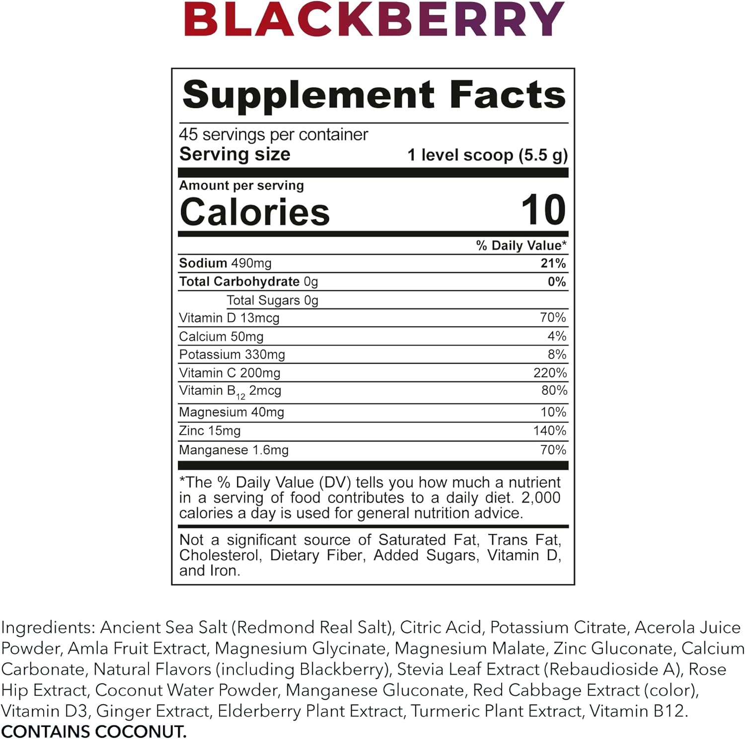 REDMOND Re-Lyte Immunity, Multivitamin Supplement Mix (BlackBerry)