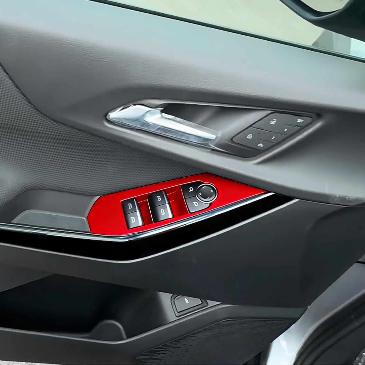 for Chevy Equinox 2025 2026 Interior Accessories Deep Gloss Red ABS Front Rear Door Window Switch Panel Decor Cover Center Consoles Trims (Red Window Switch Decor)