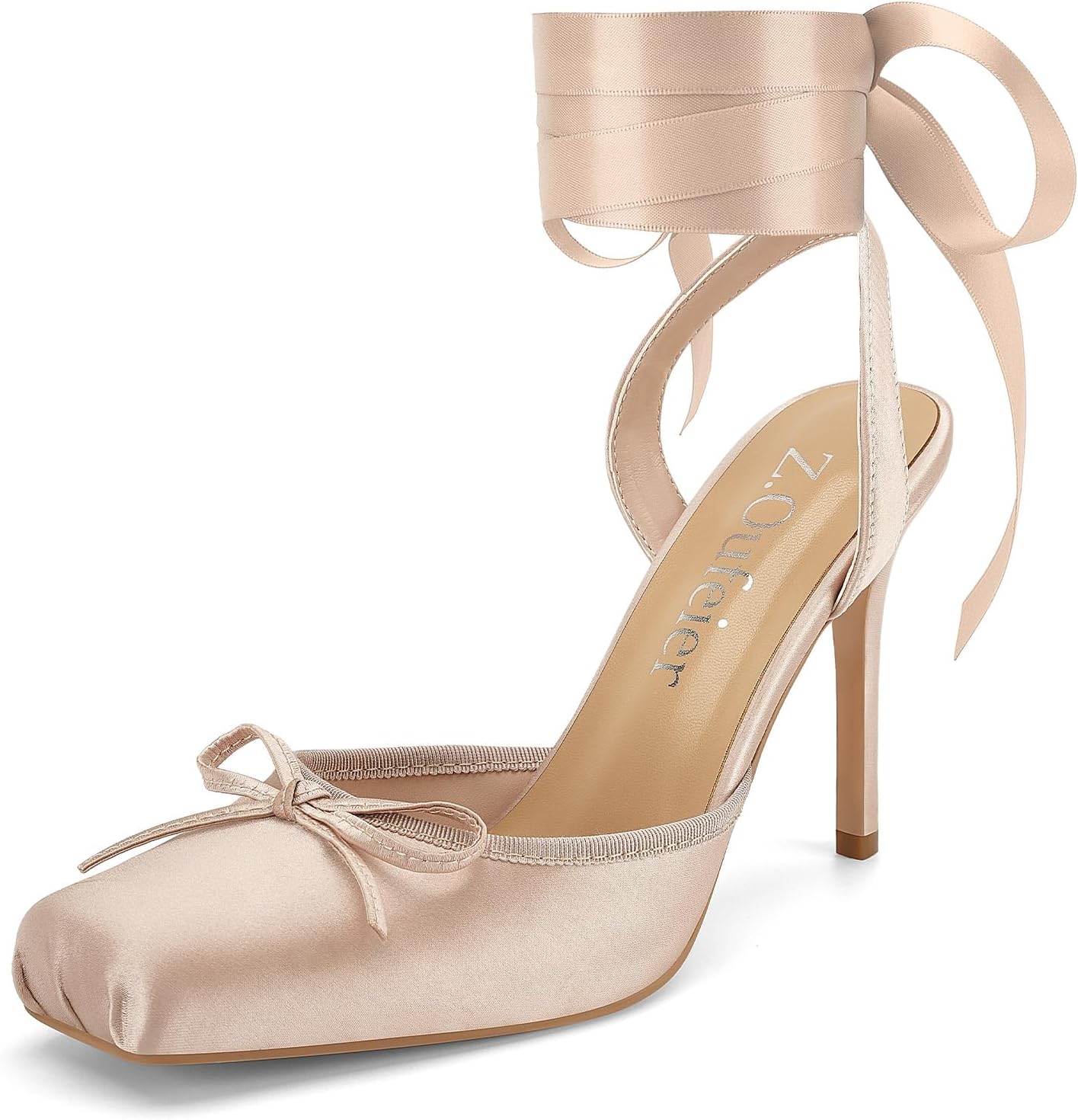 Women's Satin Ballet Heels - Strappy Stiletto Design