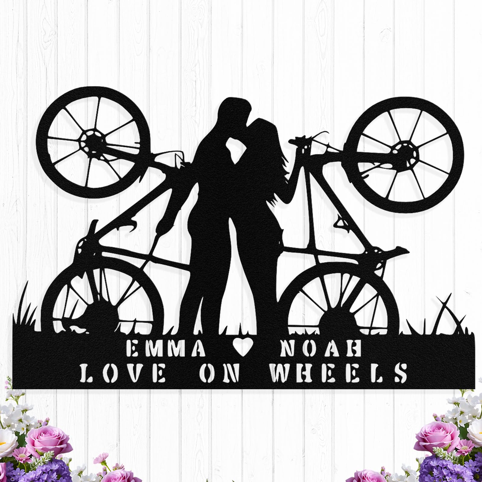 Personalized Bicycle Couples Metal Sign Wall Art, Custom Bike Wall Decor Outdoor, Custom Biker Name Sign, Garage Bicycle Decor, Cycling Gift for Cyclist, Riders, Man