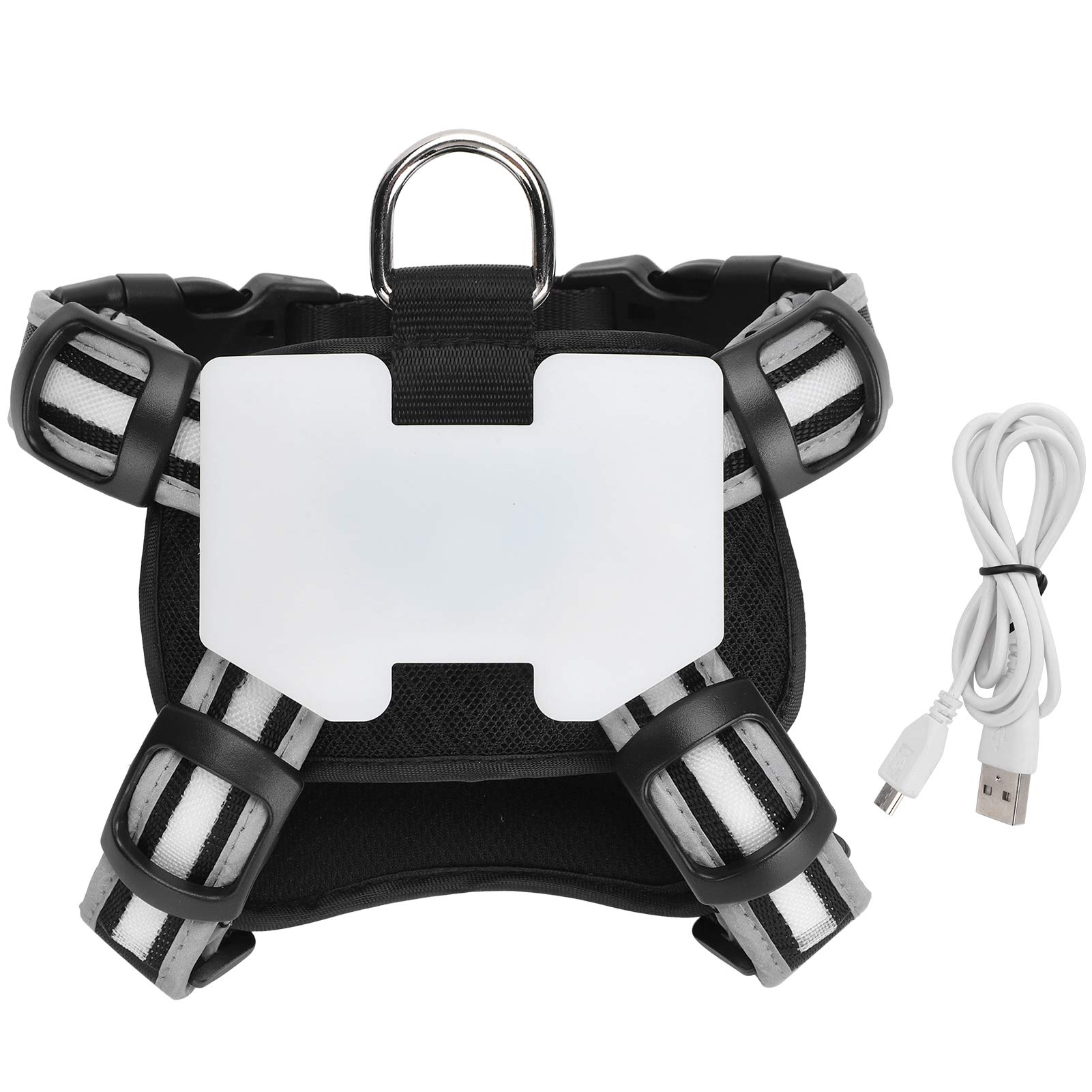 Arnés de Perro Vomekolight, arnés de Perro LED, Correa para el Pecho de Carga USB con Tira Reflectante Ajustable para la Seguridad Nocturna (S)
