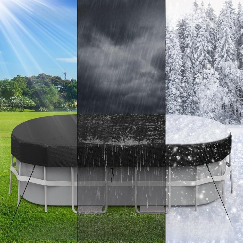 Bâche de protection solaire ovale pour piscine avec bâche rectangulaire pour piscines hors sol, conçue avec des revêtements imperméables et des coutures renforcées (2,4 x 4,3 m)