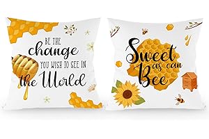 Bee Pillow Covers 18'x18'', Sweet As Can Bee Throw Pillows