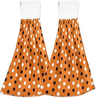 Vista 2 de Halloween Polka Dot Hanging Kitchen Hand Towel Set of 2, Absorbent Kitchen Towels for Drying Dishes, Quick Drying Hand Towel, Soft Hanging Kitchen