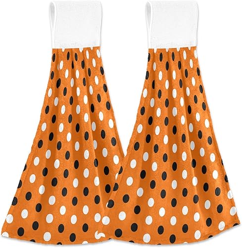 Miniatura 2 de Halloween Polka Dot Hanging Kitchen Hand Towel Set of 2, Absorbent Kitchen Towels for Drying Dishes, Quick Drying Hand Towel, Soft Hanging Kitchen