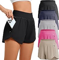 CECERDR Women's High Waisted Workout Running Shorts with Pockets - Quick-Dry Gym Yoga Athletic Casual