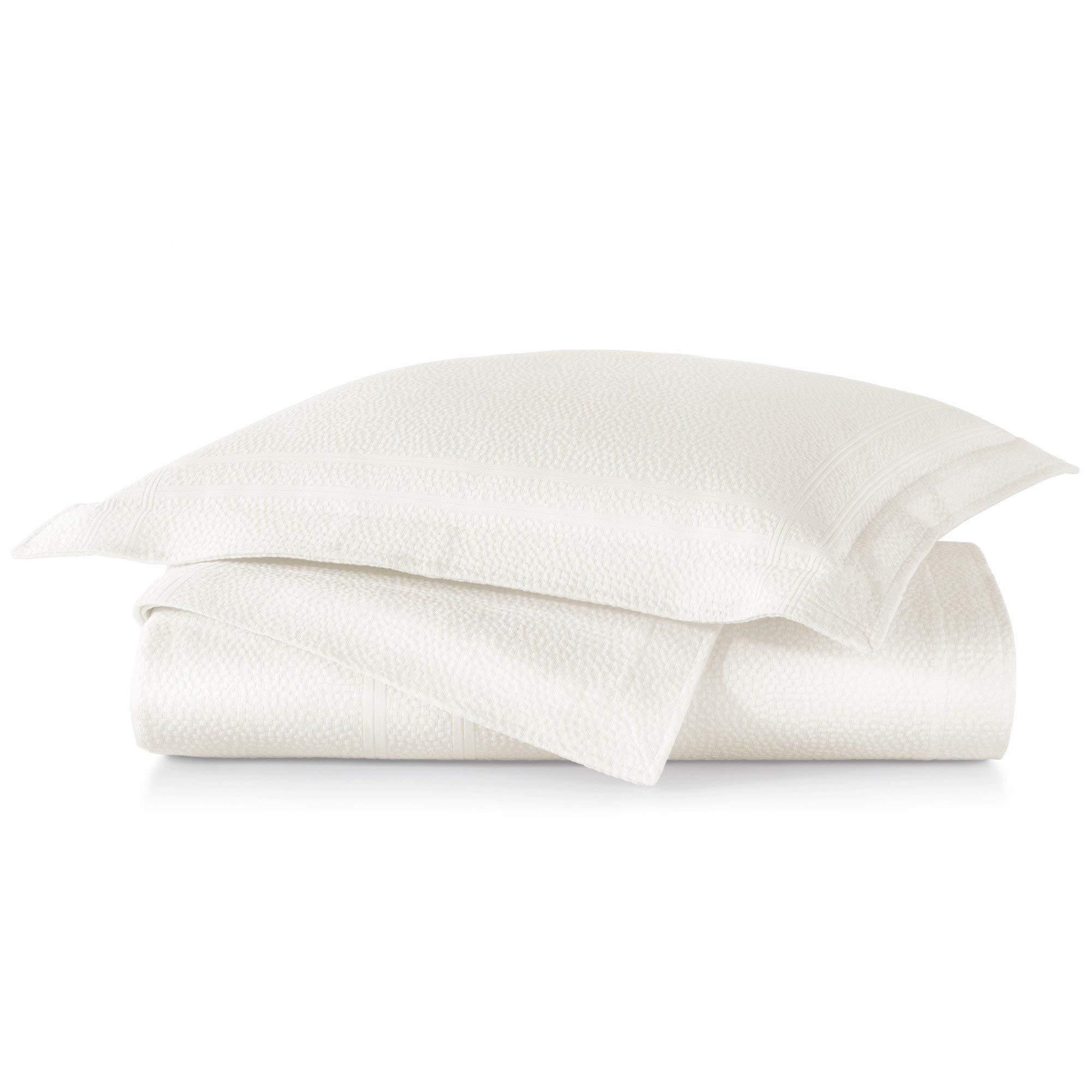 Peacock Alley Montauk Matelass Coverlets - 100% Egyptian Cotton in 4 Luxurious Color Options with Pebble Texture - King (Pearl)