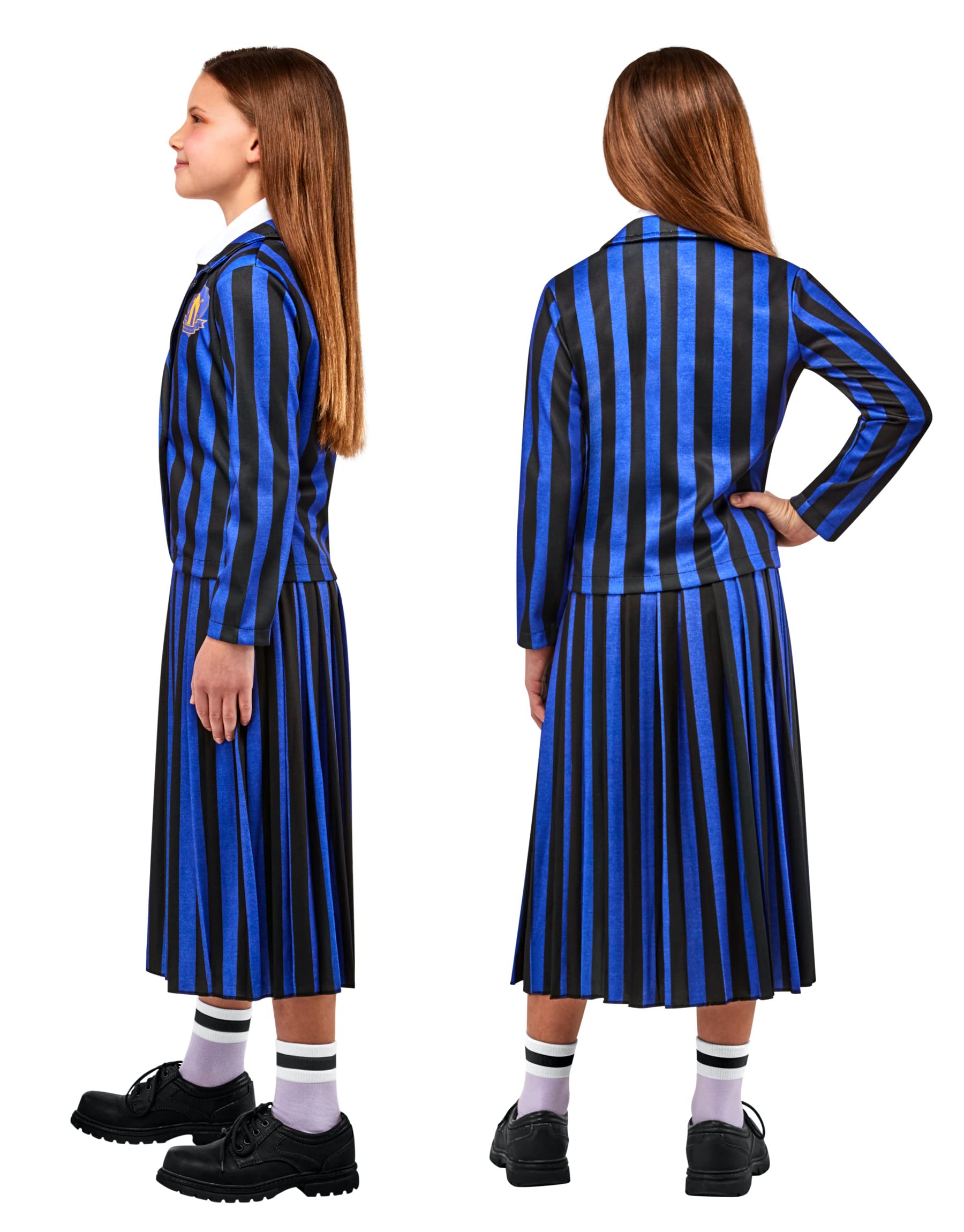 Rubies – Disfraz de lujo infantil oficial miércoles – Top con cuello y corbata, chaqueta y falda larga – Enid Uniforme – Talla infantil a elegir – Serie Wednesday – Disfraz de Halloween, para